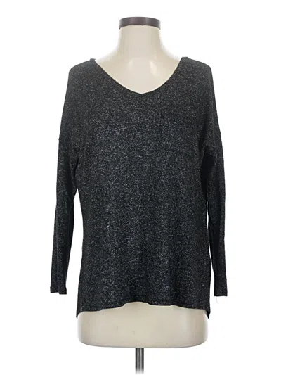 Pre-owned Signature Studio Long Sleeve Top Gray V-neck Tops