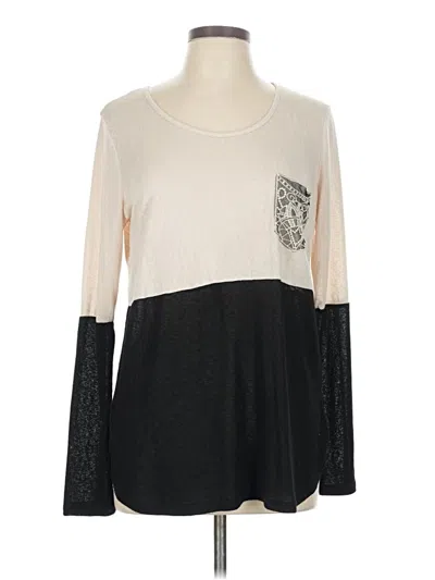 Pre-owned Signature Studio Long Sleeve Top Ivory Crew Neck Tops In White