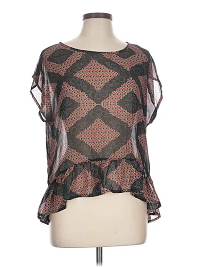 Pre-owned Signature Studio Short Sleeve Blouse In Brown