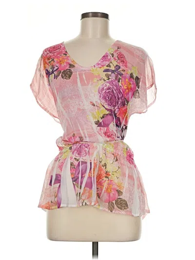 Pre-owned Signature Studio Short Sleeve Blouse In Pink