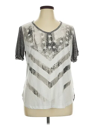 Pre-owned Signature Studio Short Sleeve Blouse In Silver