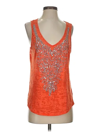Pre-owned Signature Studio Tank Top Orange Plunge Neckline Tops