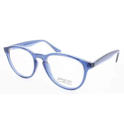 Signature Unisex Blue Rectangular Eyeglass Frames S7026crystalnavy51