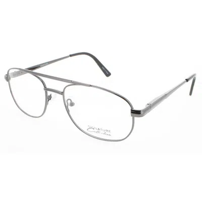 Signature Unisex Grey Rectangular Eyeglass Frames 1111gunmetal56