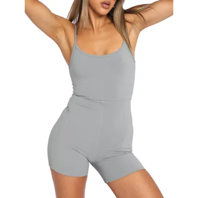 Signature8 Biker Short Romper In Ice Grey In Multi