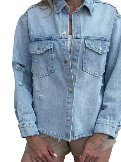 Signature8 Edgy Jean Jacket In Washed Blue