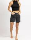 Signature8 Mid-thigh Denim Short In Washed Black In Black