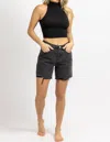 SIGNATURE8 MID-THIGH DENIM SHORT IN WASHED BLACK