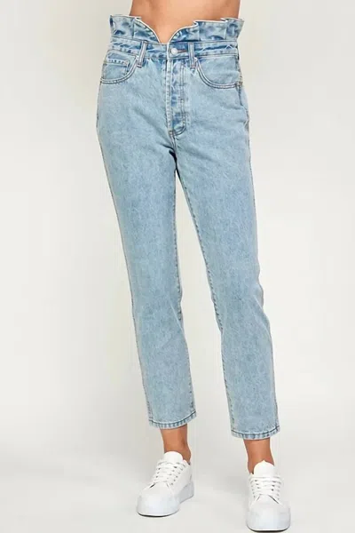 Signature8 Rina Ruffle Jeans In Medium Wash In Blue