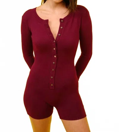 Signature8 Sweater Knit Romper In Wine In Brown