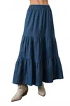 Signature8 Tiered Maxi Skirt In Medium Wash In Multi