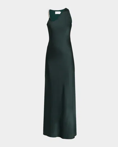 Significant Other Abbey Asymmetric Satin Gown In Green