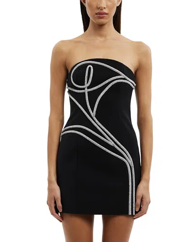 Significant Other Abbey Metallic Soutache Strapless Twill Cocktail Minidress In Black