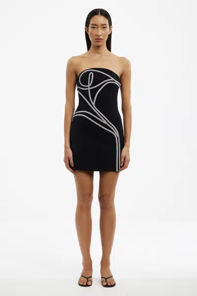Significant Other Abbey Metallic Soutache Strapless Twill Cocktail Minidress In Black