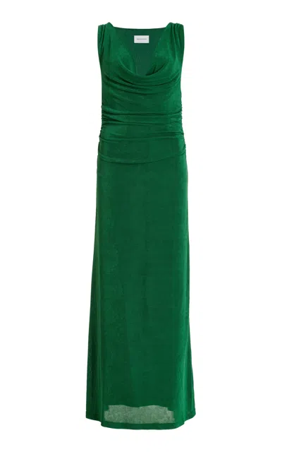 Significant Other Acacia Draped Velvet Maxi Dress In Green