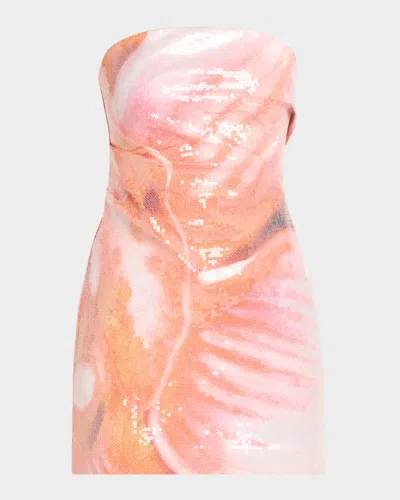 Significant Other Aden Sequined Strapless Mini Dress In Pink