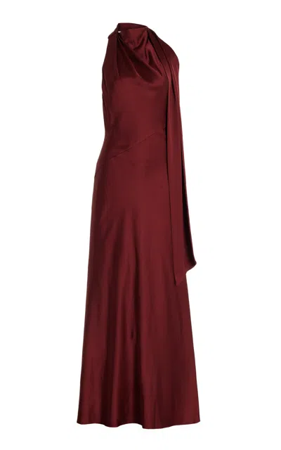 Significant Other Adriana Draped Satin Halter Gown In Red