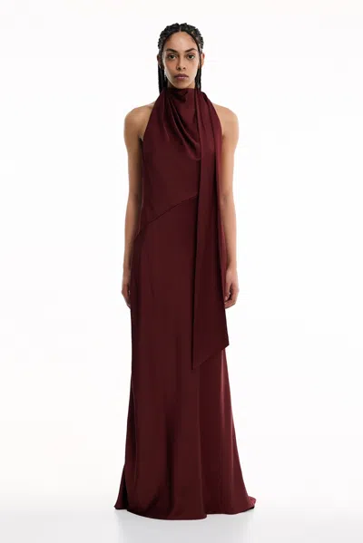 Significant Other Adriana Halter Gown In Burgundy