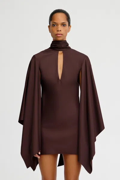 Significant Other Adriana Long Sleeve Mini Dress In Brown