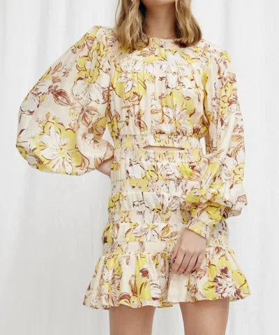 Significant Other Aisha Mini Dress In Mimosa Floral In Beige