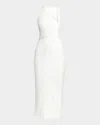 Significant Other Alex Asymmetric Textured Midi Dress In Chalk