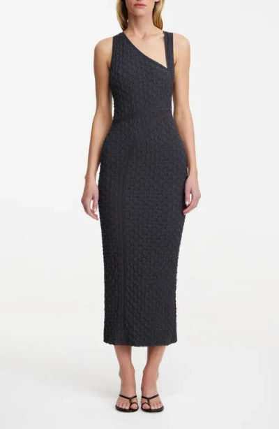 Significant Other Alex Texture Asymmetric Maxi Dress In Charcoal