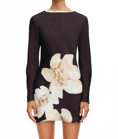 Significant Other Alia Mini Dress In Charcoal Botanic In Brown