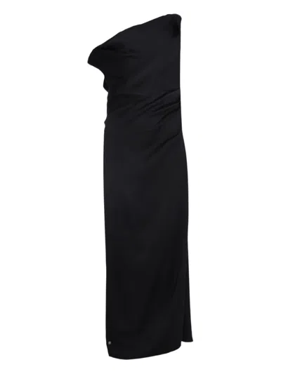 Significant Other Alyssa Draped One-shoulder Maxi Dress In Black
