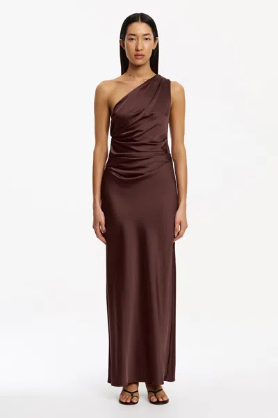 Significant Other Angela One Shoulder Maxi Dress In Brown