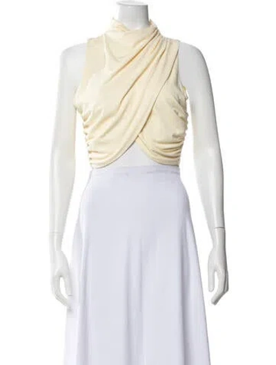 Pre-owned Significant Other Asymmetrical Sleeveless Crop Top In Blue