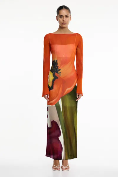 Significant Other August Long Sleeve Maxi Dress In Brown