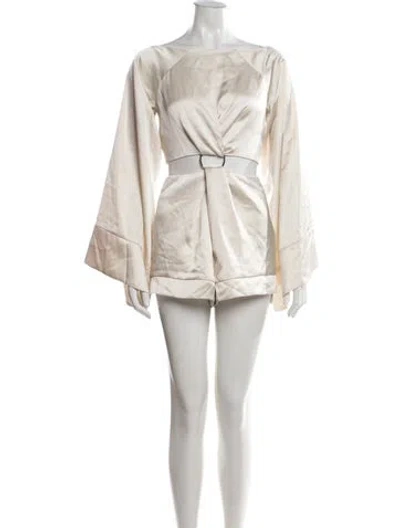 Pre-owned Significant Other Bateau Neckline Jumpsuit In White