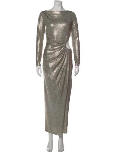 Pre-owned Significant Other Bateau Neckline Long Dress In Gold