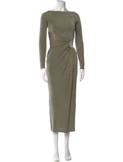 Pre-owned Significant Other Bateau Neckline Long Dress In Green