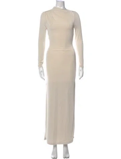 Pre-owned Significant Other Bateau Neckline Long Dress In Neutral