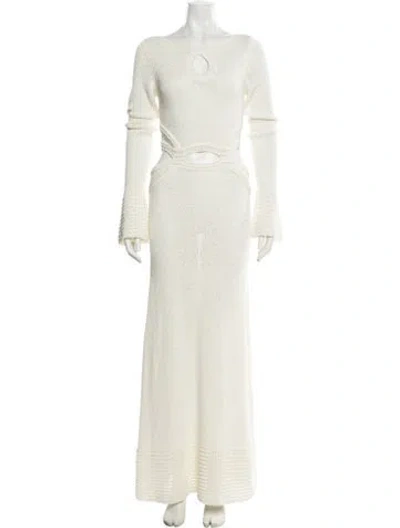 Pre-owned Significant Other Bateau Neckline Long Dress In Neutral