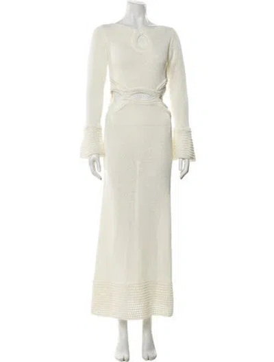 Pre-owned Significant Other Bateau Neckline Long Dress In White