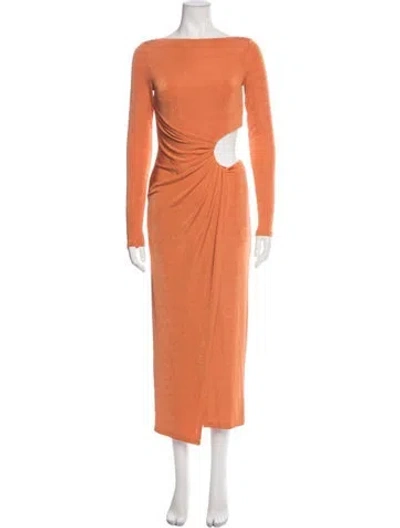Pre-owned Significant Other Bateau Neckline Midi Length Dress In Orange