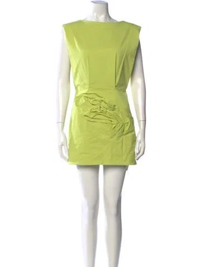 Pre-owned Significant Other Bateau Neckline Mini Dress In Green