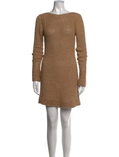 Pre-owned Significant Other Bateau Neckline Mini Dress In Neutrals