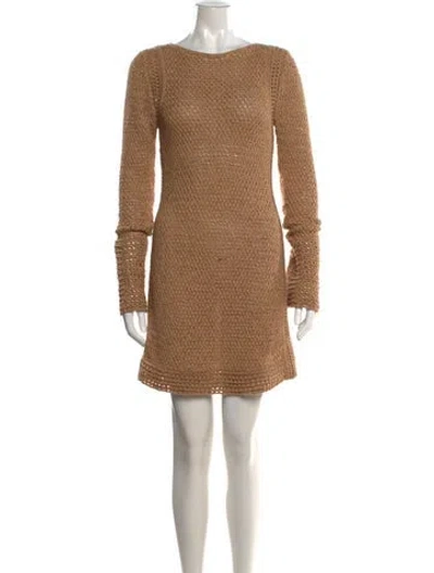 Pre-owned Significant Other Bateau Neckline Mini Dress In Neutrals