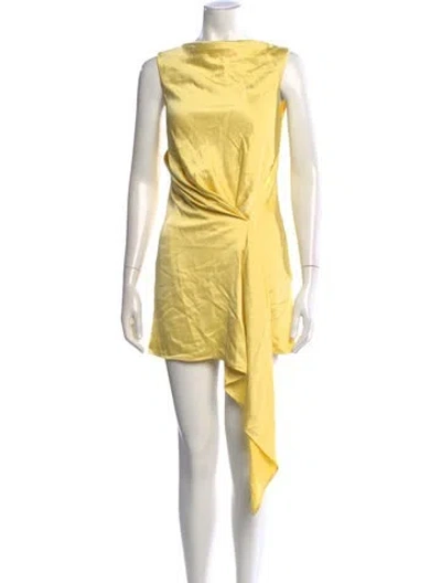 Pre-owned Significant Other Bateau Neckline Mini Dress In Yellow