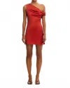 Significant Other Becca One-shoulder Satin Cocktail Minidress In Red