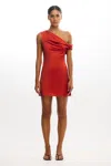 Significant Other Becca One-shoulder Satin Cocktail Minidress In Red
