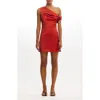 Significant Other Becca One-shoulder Satin Cocktail Minidress In Chilli