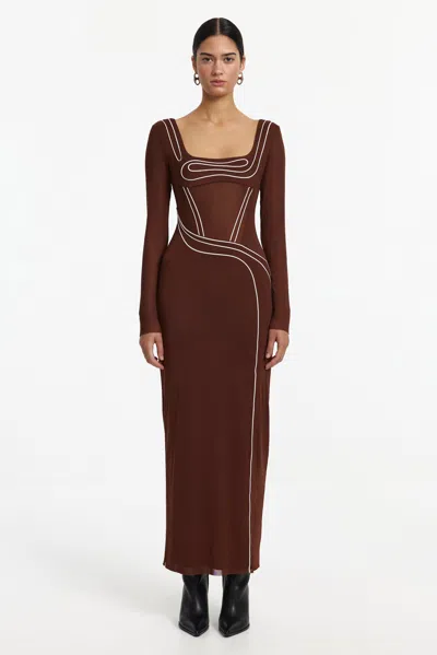 Significant Other Bexley Long Sleeve Maxi Dress In Brown