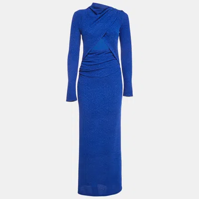 Pre-owned Significant Other Blue Textured Jersey Anya Cut-out Maxi Dress M