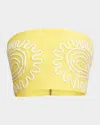 Significant Other Carly Linen Blend Embroidered Strapless Top In Lemon