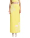 Significant Other Carly Linen Blend Embroidered Column Maxi Skirt In Lemon
