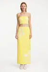 Significant Other Carly Linen Blend Embroidered Column Maxi Skirt In Yellow